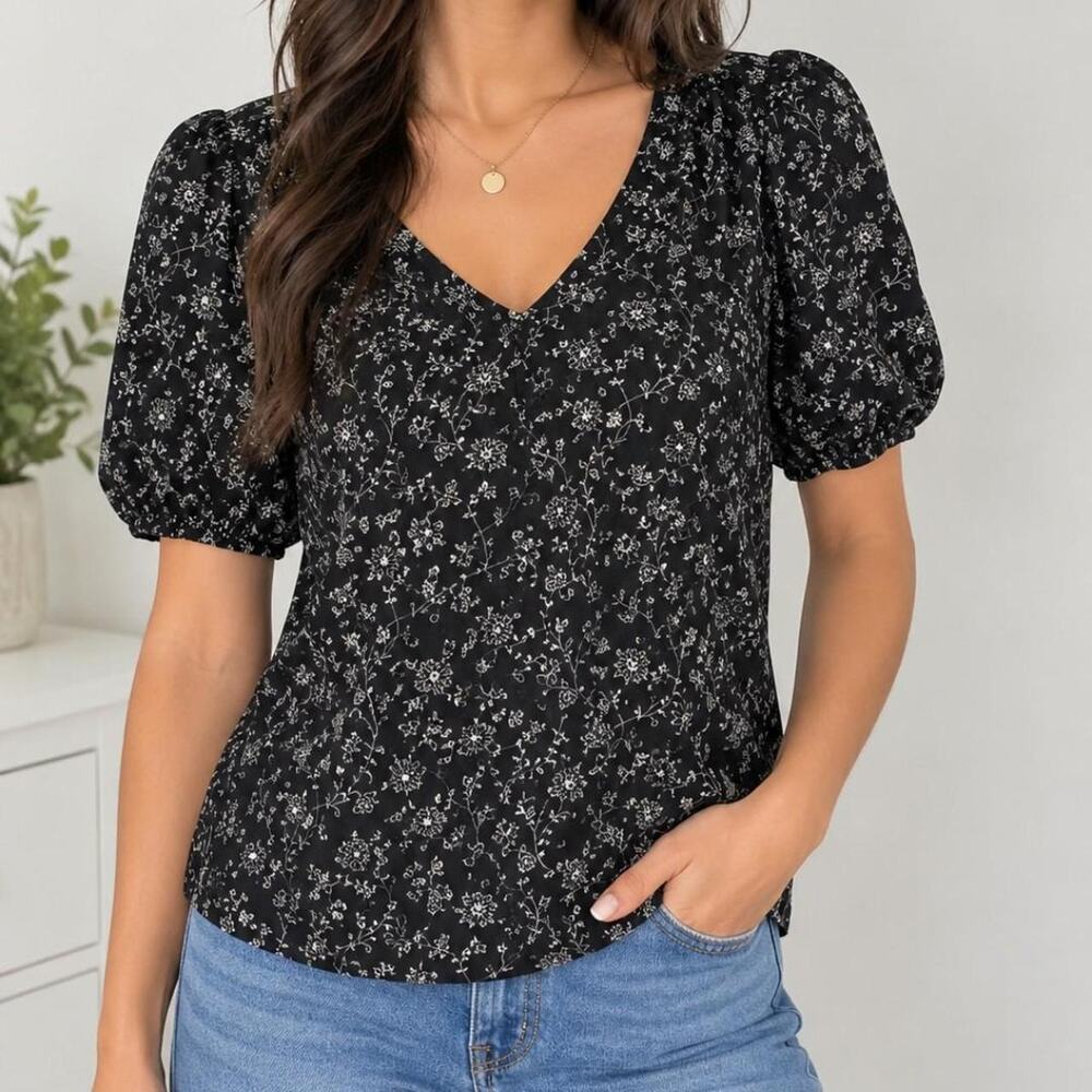 Madewell white floral print blouse